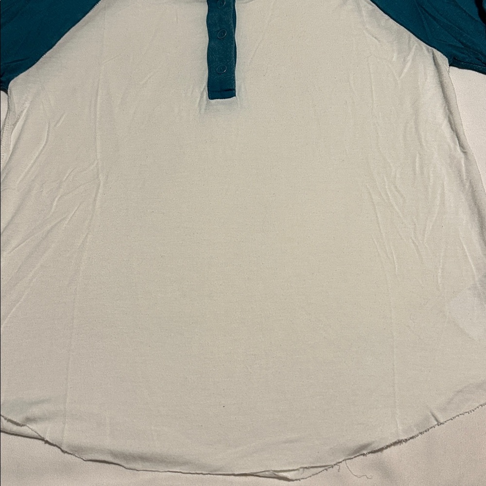 American Eagle Outfitters Soft & Sexy Tee Teal and White Long Sleeve Tee - Picture 4 of 5